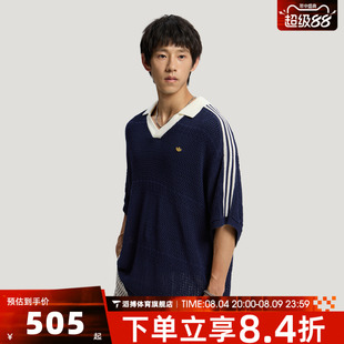 adidas阿迪达斯三叶草男女南法假日镂空POLO衫休闲短袖T恤KW5685