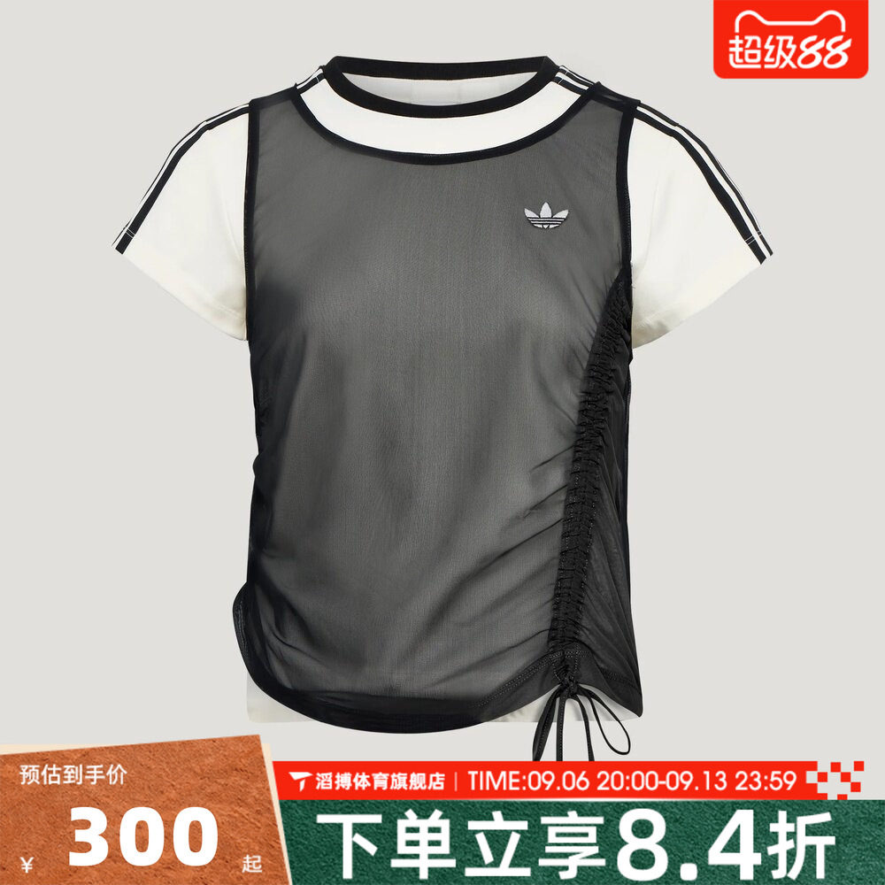 adidas阿迪达斯三叶草女子潮流半袖上衣运动休闲短袖T恤LF2341