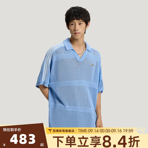 adidas阿迪达斯三叶草男女南法假日镂空POLO衫休闲短袖T恤KW8166