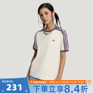 adidas阿迪达斯三叶草女子蕾丝边半袖上衣运动休闲短袖T恤LF2332