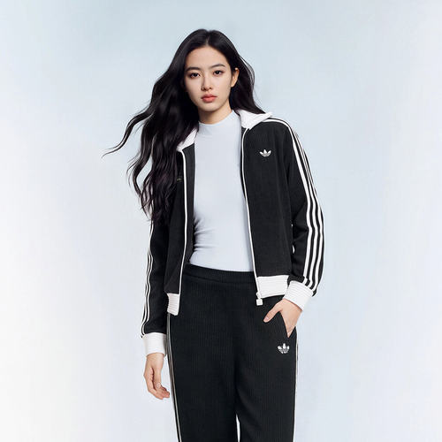 JENNIE联名款adidas阿迪达斯三叶草女子运动休闲夹克外套LD8924