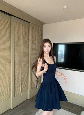 paosweet Al*aia小香 富家千金感中长款重工针织无袖A字连衣裙女