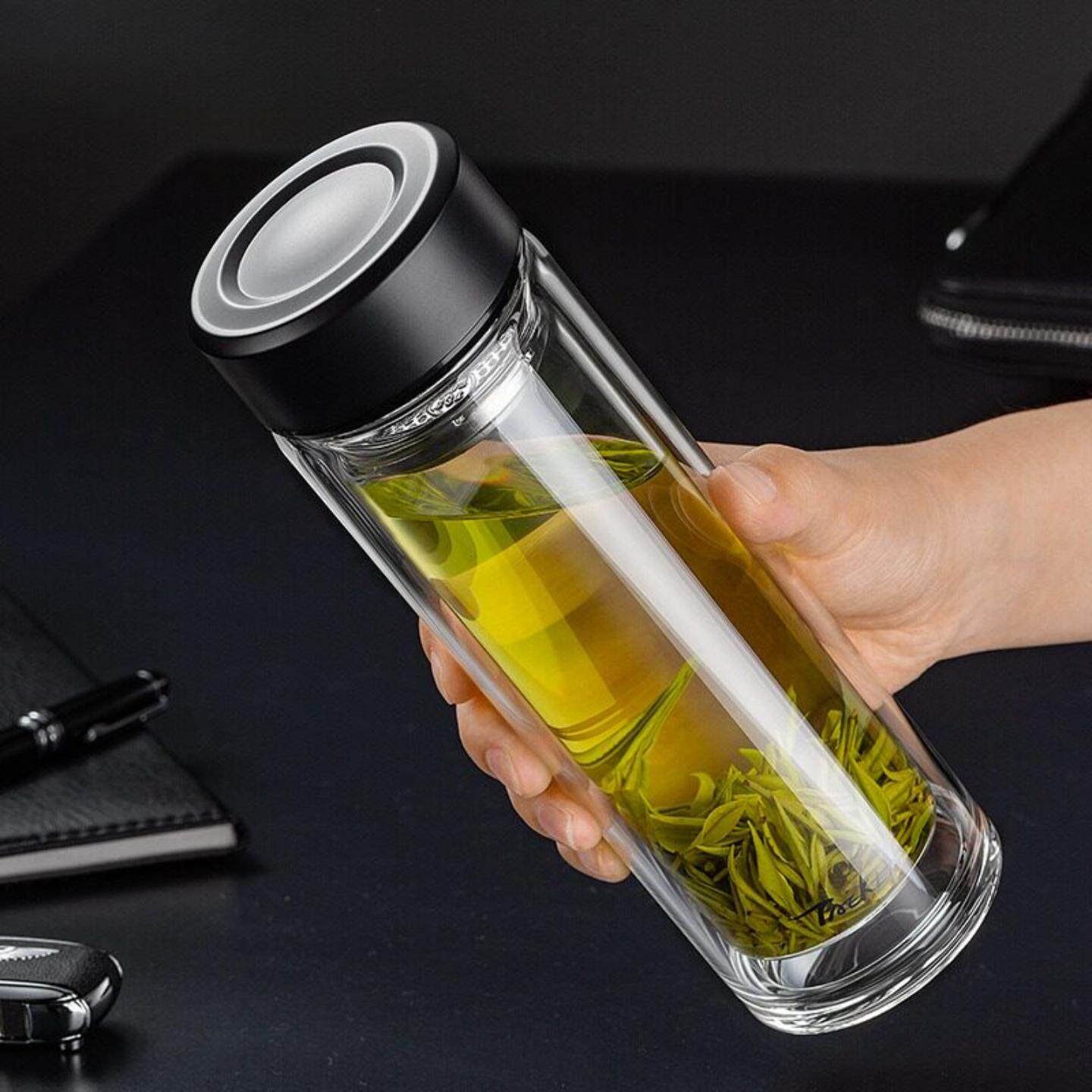 大容量双层玻璃杯礼品杯透明高硼硅商务茶杯印字广告杯印制