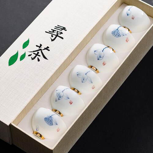 德化陶瓷手绘品茗杯家用主人杯小