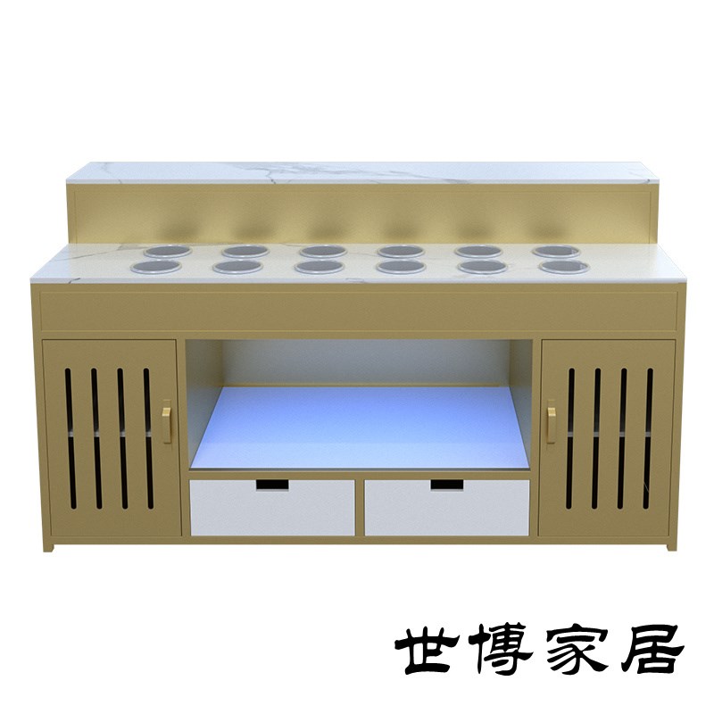 火锅店自助调料台小料台商用冷藏串串蘸料台 大理石麻辣烫水果台