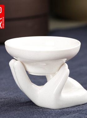 陶瓷茶滤茶漏白瓷手托过滤网茶叶过滤器泡茶功夫茶具零配茶隔漏斗
