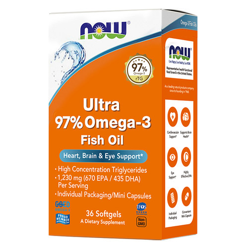 NOW鱼油软胶囊深海97高纯度omega3小颗粒女生DHA脑力EPA成人诺奥