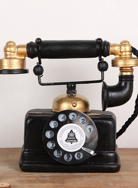 复古做旧电话机摆件店面酒吧咖啡厅橱窗装饰品欧式复古家居摆饰品