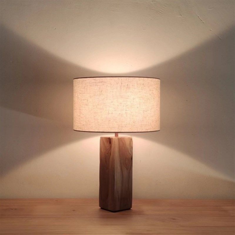 客厅沙发角几实木制布艺台灯侘寂风民宿床头柜灯具