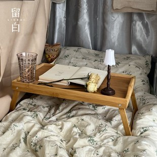 床上可折叠桌笔记本电脑桌宿舍吃饭小桌板托盘木质学习办公懒人桌