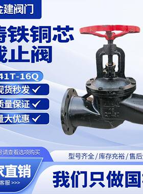 铸铁截止阀J41T-16Q铜芯球墨铸铁空气水法兰阀门80200法兰截止阀