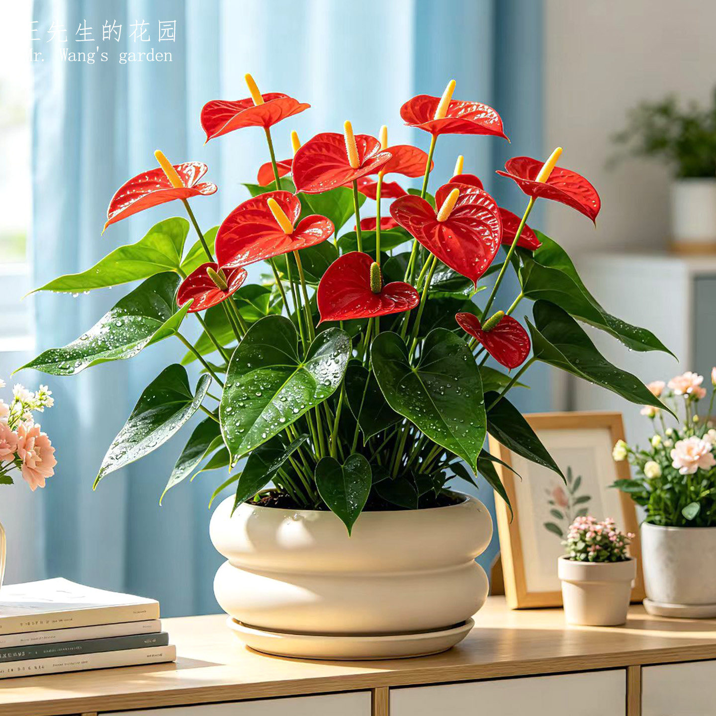 红掌盆栽带花粉掌白掌水培鸿运当头绿植好养易活耐阴室内桌面植物
