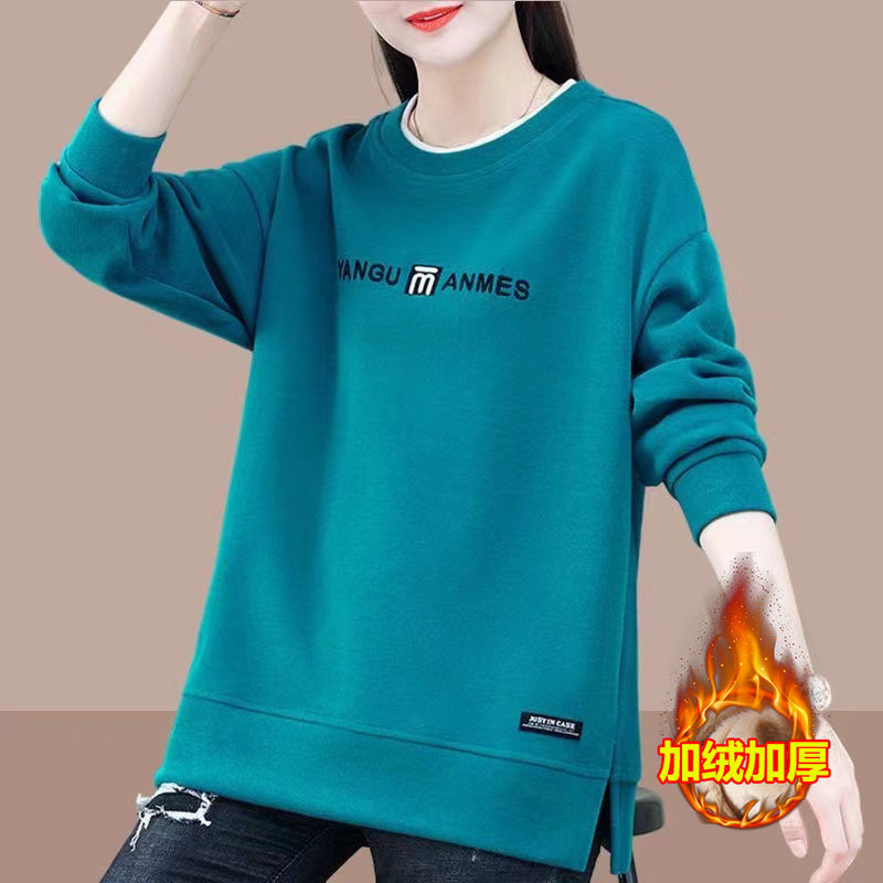 2025爆款加绒卫衣女宽松大码