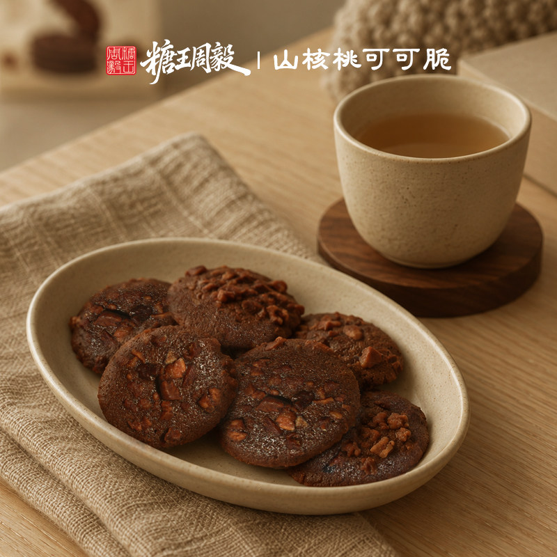糖王周毅山核桃可可脆芝士脆曲奇饼干坚果薄脆零食办公室下午茶