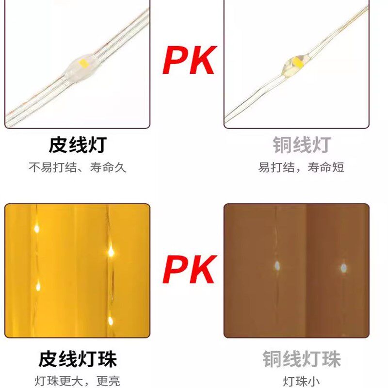 户外流水灯婚庆装饰网红瀑布灯皮线灯流水低压灯窗帘房间布置