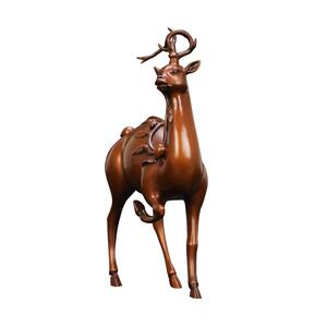 匠泽铜魂 纯铜鹿摆件 紫铜梅花鹿 家居客厅办公室摆设工艺品