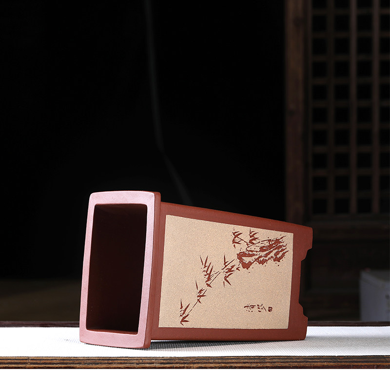 精品紫砂花盆宜兴兰花专用盆办公桌面手工四方兰花盆李超紫砂花盆