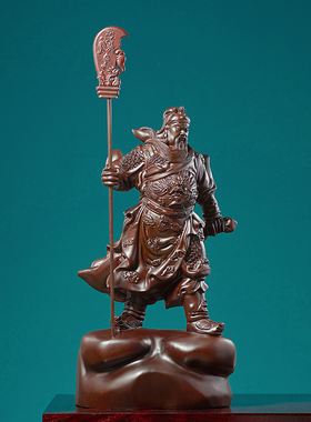 黑檀木雕关公关二爷摆件实木武财神佛像家用供奉神像武圣开业礼品