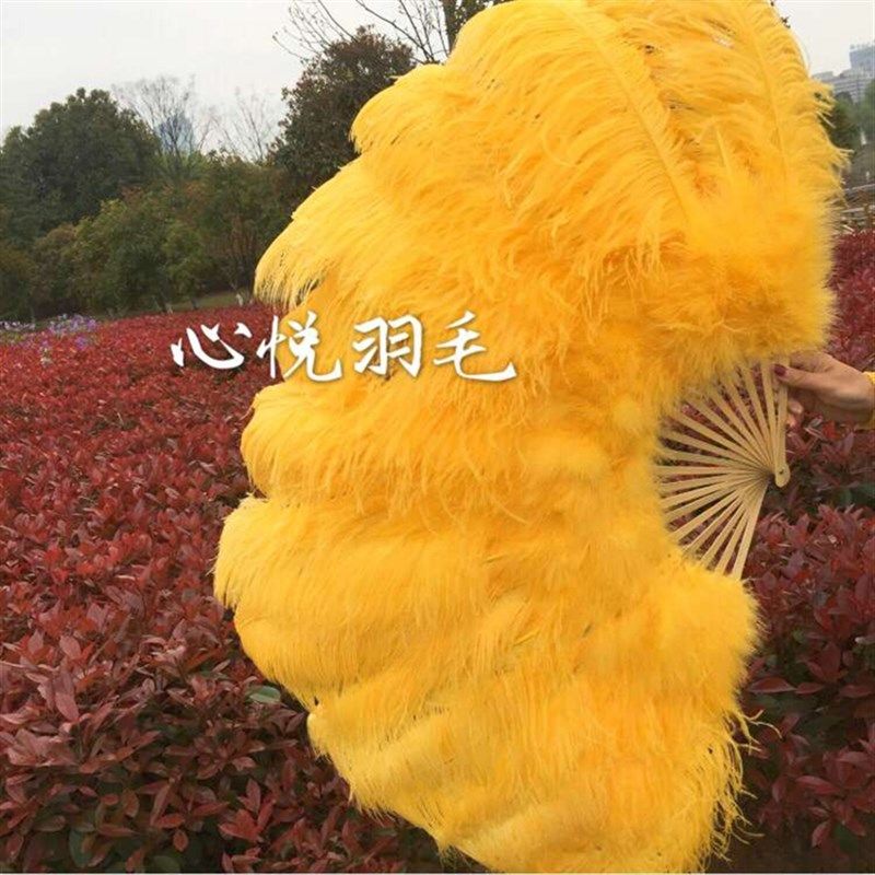 新款高端鸵鸟羽毛绒毛扇子超大cos演出舞蹈羽毛扇 颜色可定制包邮