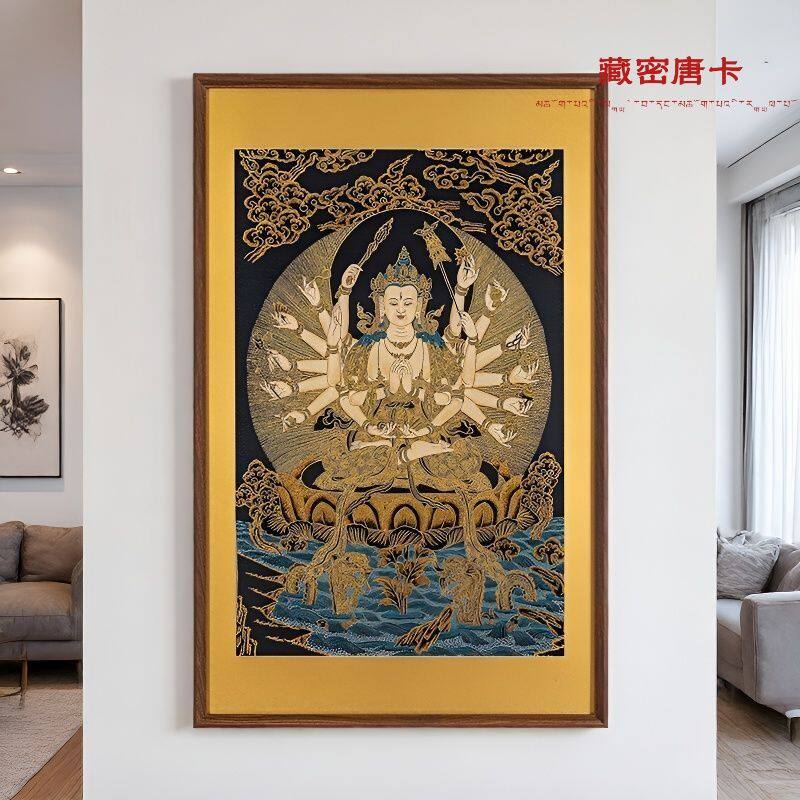 【刺绣唐卡】准提佛母  装饰画 竖款 立体 民族风 玄关 藏式挂画