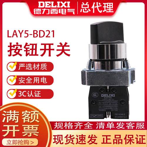 德力西二档旋钮开关LAY5-BD21 1常开22孔两位金属旋钮按钮开关XB2