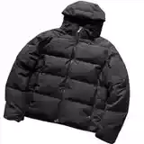Left Sleeve Black/White Rubber, Zhanba Three Stripes, Black, Red, and White Checkered Pattern Inside the Hood, Two-Tone Hooded down Jacket 88072603