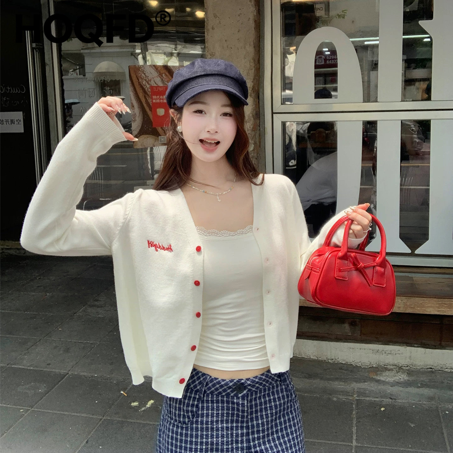 气质白色针织开衫外套女2026秋装