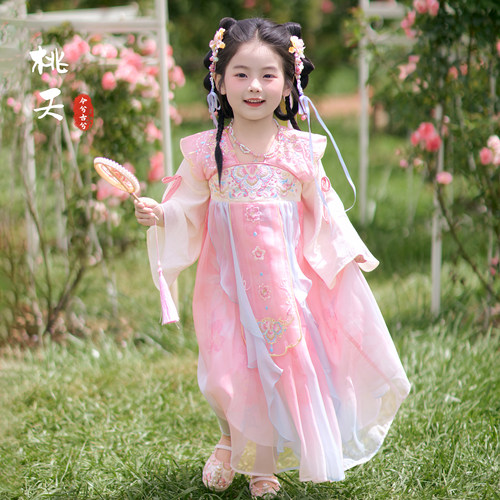 女童汉服2026新款齐胸襦裙刺绣
