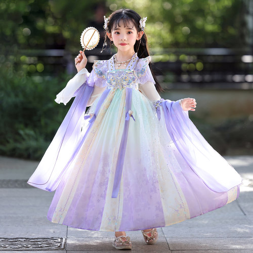 女童新中式刺绣重工汉服连衣裙