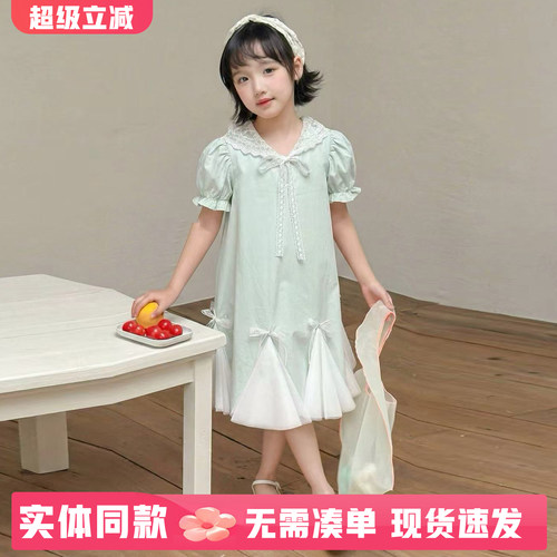 女童夏季纯棉连帽公主裙2026新款