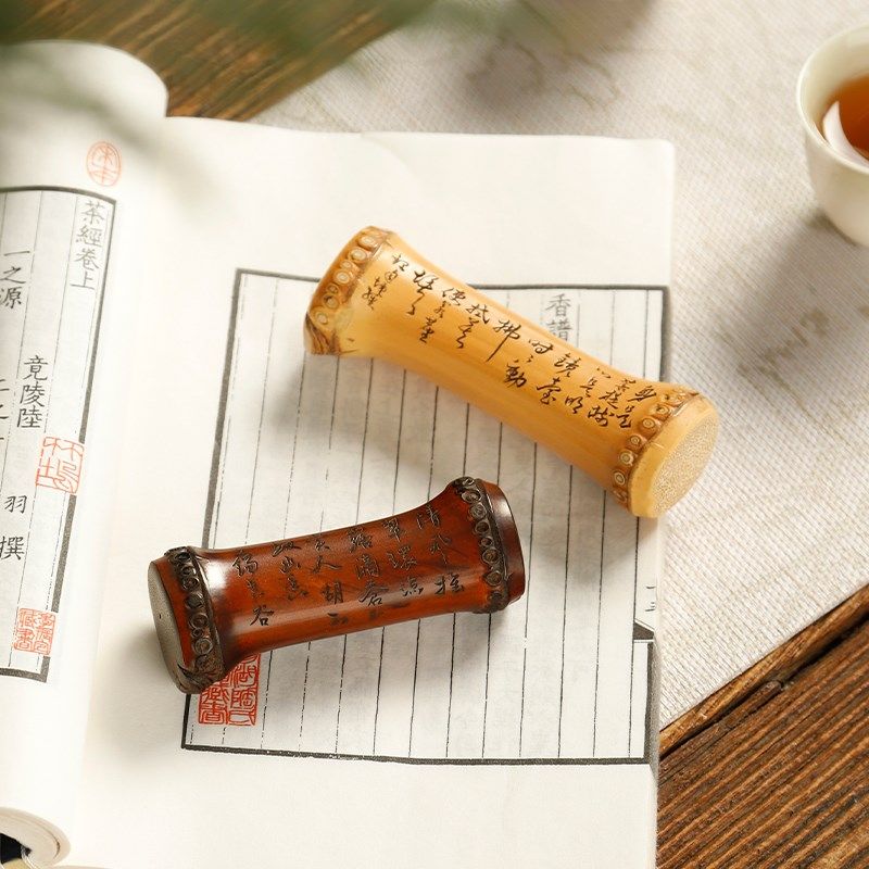 创意天然竹节笔搁复古老竹鞭精雕笔搁笔架山毛笔笔台文房四宝摆件