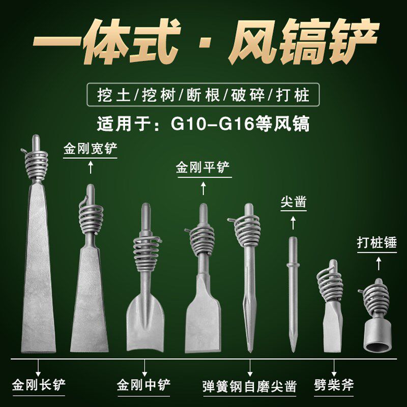风镐锄尖凿G10 G11 G12 G13 G14 G15 G16镐铲劈柴斧夯土锤大镐钎
