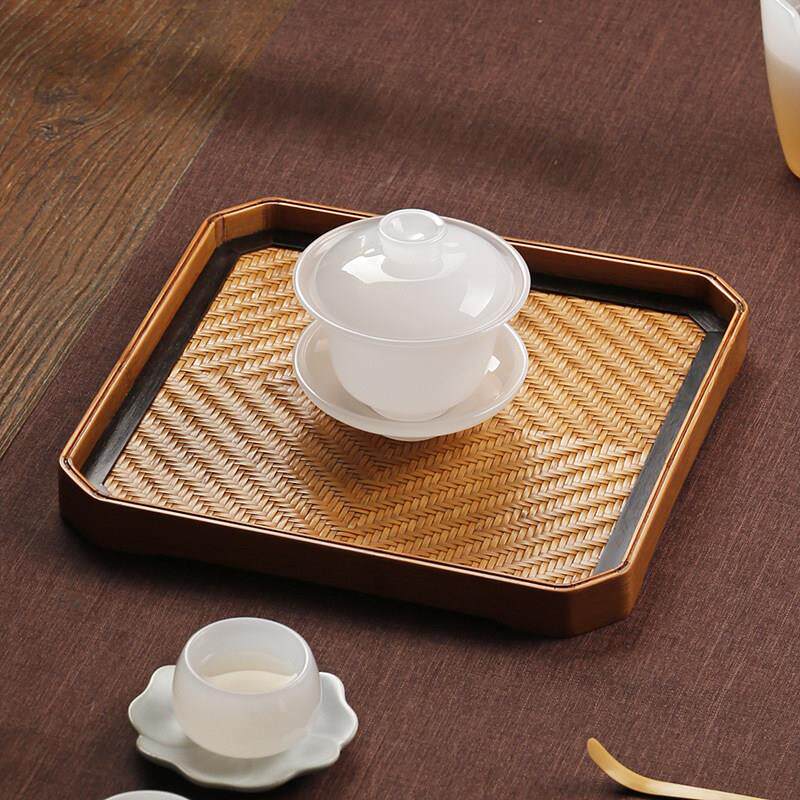 令竹 手工中式竹编茶盘 干泡台茶具奉茶托盘实木家用茶台茶海垫子