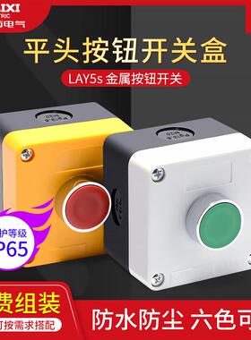 德力西按钮盒平头自覆位启动开 关盒1孔防水防尘IP65绿色常开 BA3