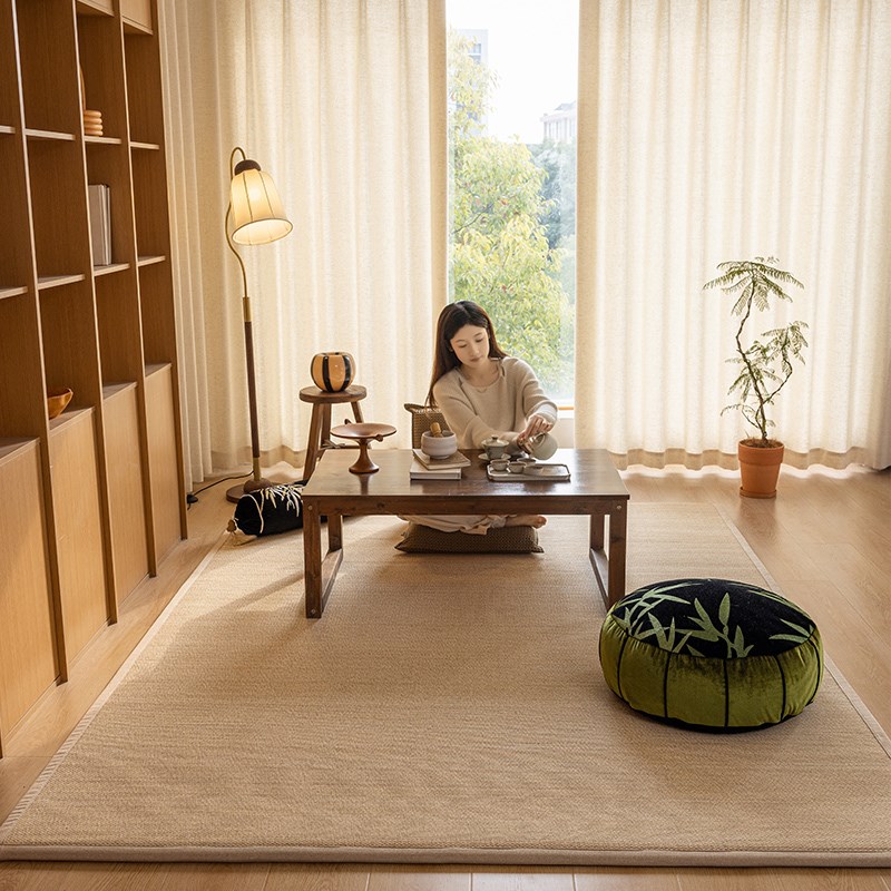 日式竹编地毯原木风客厅榻榻米铺垫 竹席地垫适用卧室书房200x300