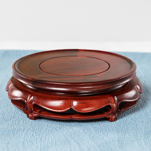 红木可旋转圆形底座花瓶花盆鱼缸底座酒坛奇石实木工艺品摆件托架