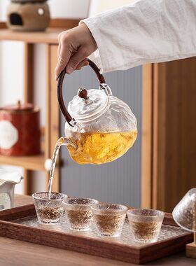 轻奢花茶壶水壶套装水果茶壶下午茶蜡烛加热花草果茶玻璃杯子茶具