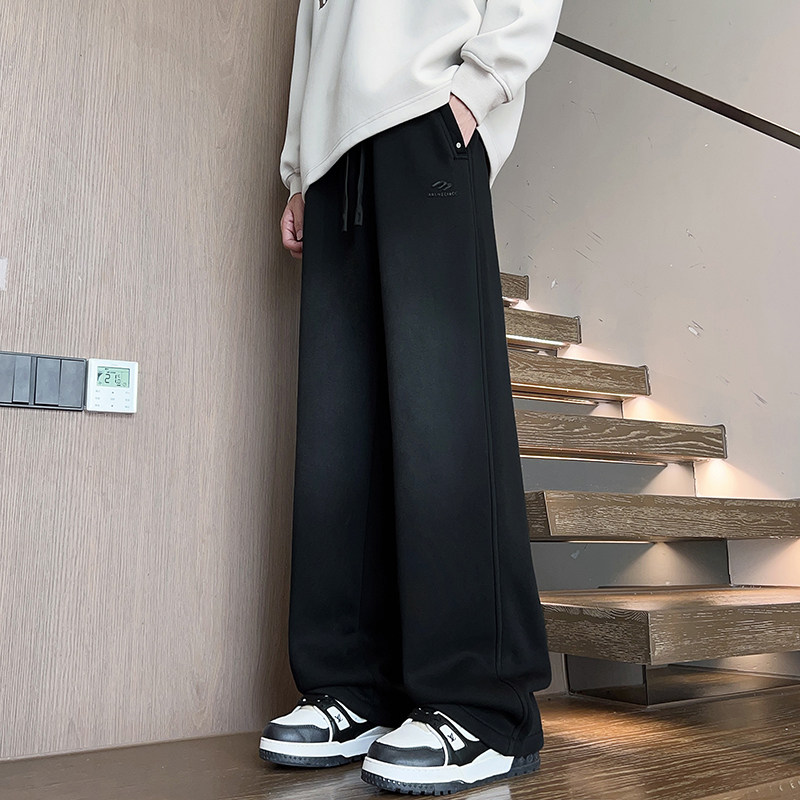 春款针织烫花加长束脚卫裤男