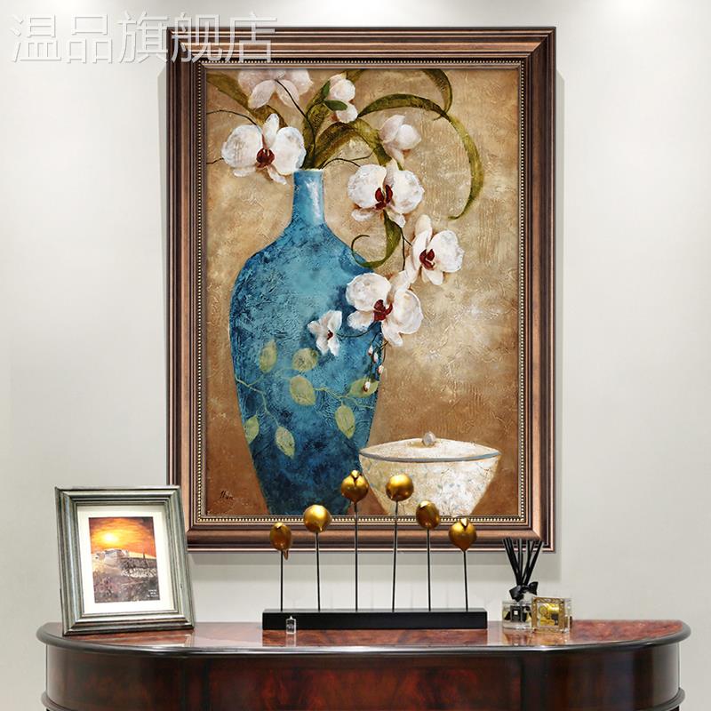 新款美式油画发财树走廊过道转角处玄关壁画欧式风格装饰画大气的