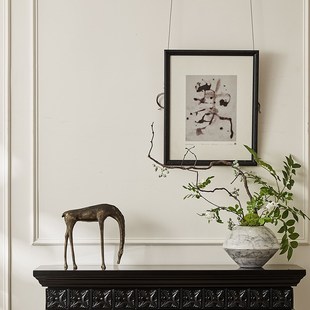 宋代美学软装别墅客厅壁炉豪宅样板房玄关装饰品摆件软装设计搭配