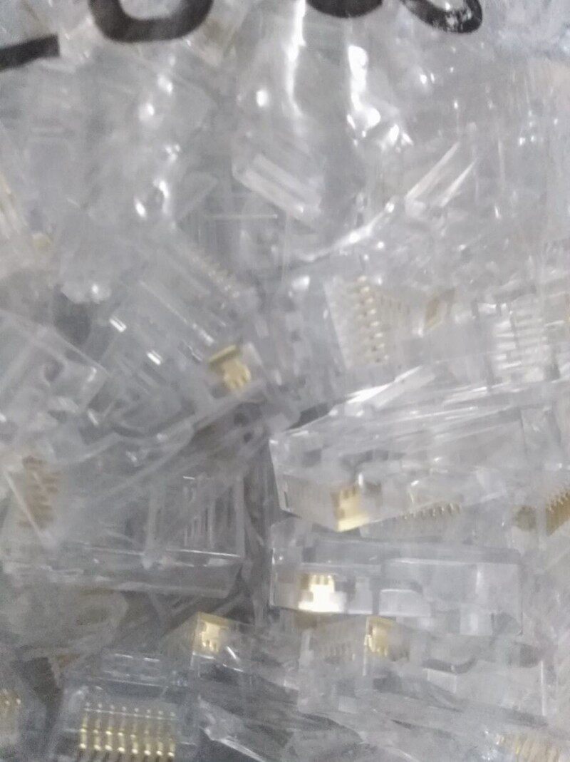 超五类水晶头8芯网线RJ45COB网络六类水晶头 0.35铜片1000个袋装
