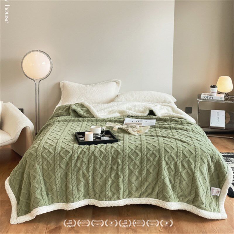 双层加厚提花塔芙绒羊羔绒毛毯冬季珊瑚绒小毯子办公室午睡毯盖毯