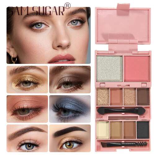 6 Colors Mini Fold Makeup Palette 六色便携眼影高光腮红一体盘