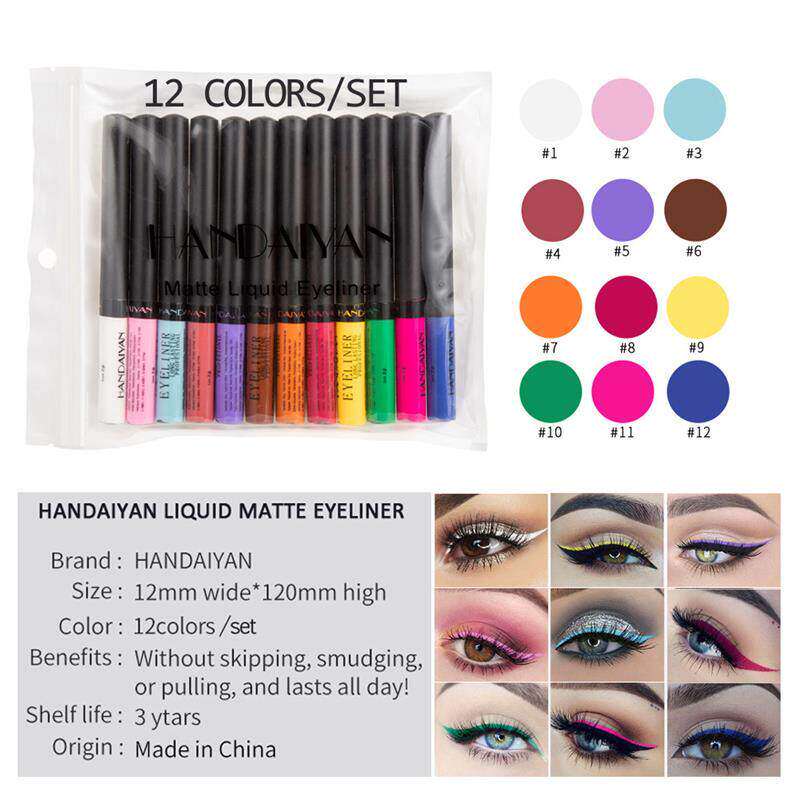 12Pcs Handaiyan Matte Color Eyeliner Set韩黛妍哑光彩色眼线笔