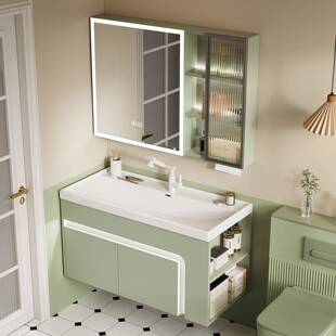 加深一体陶瓷海洋盆蜂窝铝浴室柜组合洗手洗脸盆侧边收纳洗漱台盆