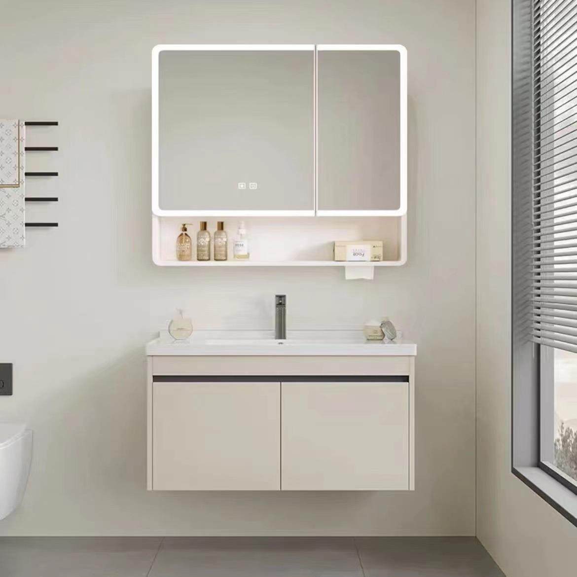 一米二加厚蜂窝铝浴室柜陶瓷一体盆卫生间小户型40宽加深洗手台盆