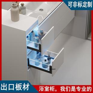 实木浴室柜组合窄边柜落地半墙柜立柜洗手盆侧边柜收纳隔断储物柜