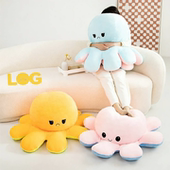 网红章鱼玩偶翻面两面超大生气变脸八爪鱼公仔抱枕毛绒玩具