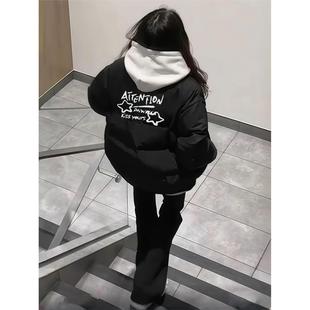 黑色羽绒棉服少女大童冬季2025新款初中高中学生加厚保暖棉衣外套