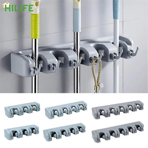 Plastic Mop Holder Wall Mounted Broom Hook 345 Position Mult